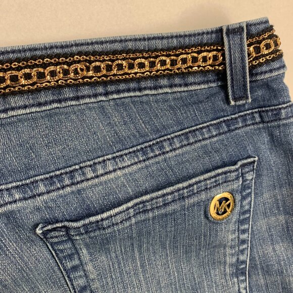 Michael Kors Jeans Boho Neutral Patched Ankle Gold Chain Refashioned Womens 14 - Picture 9 of 11